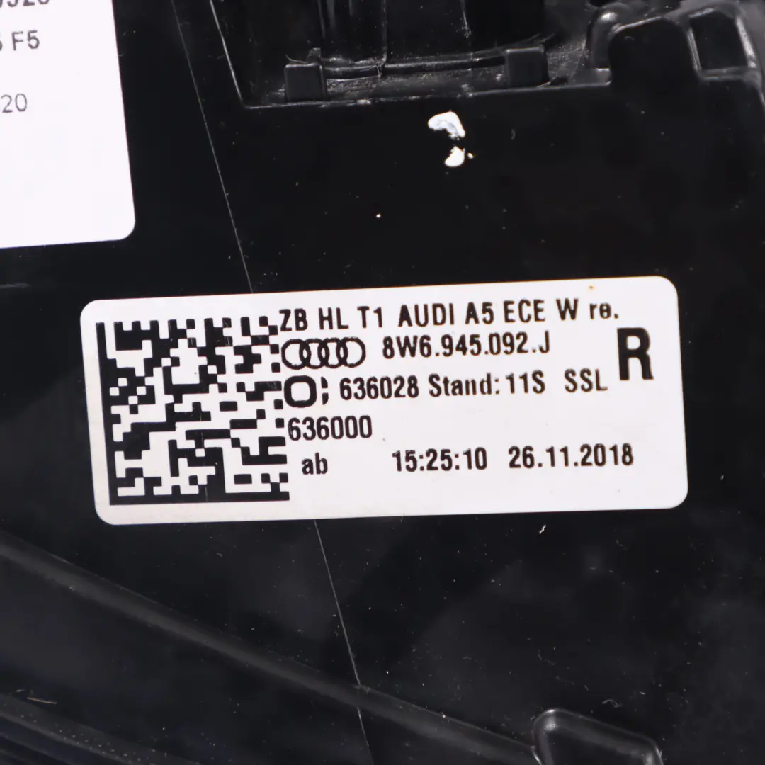 Sportback Luz trasera exterior derecha para Audi A5 F5 con número de pieza 8W6945092J Audi A5 F5 Sportback Luz trasera exterior derecha - SKU 8W6945092J - Número de pieza 8W6945092J