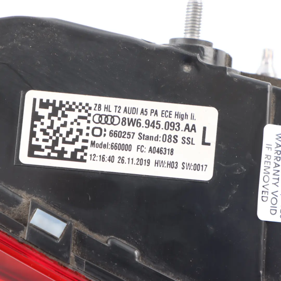 Tail Light Tailgate Matrix LED Lamp Inner Left N/S to Audi A5 F5 Rear with Part number 8W6945093AA Audi A5 F5 Rear Tail Light Tailgate Matrix LED Lamp Inner Left N/S - SKU 8W6945093AA - Part number 8W6945093AA