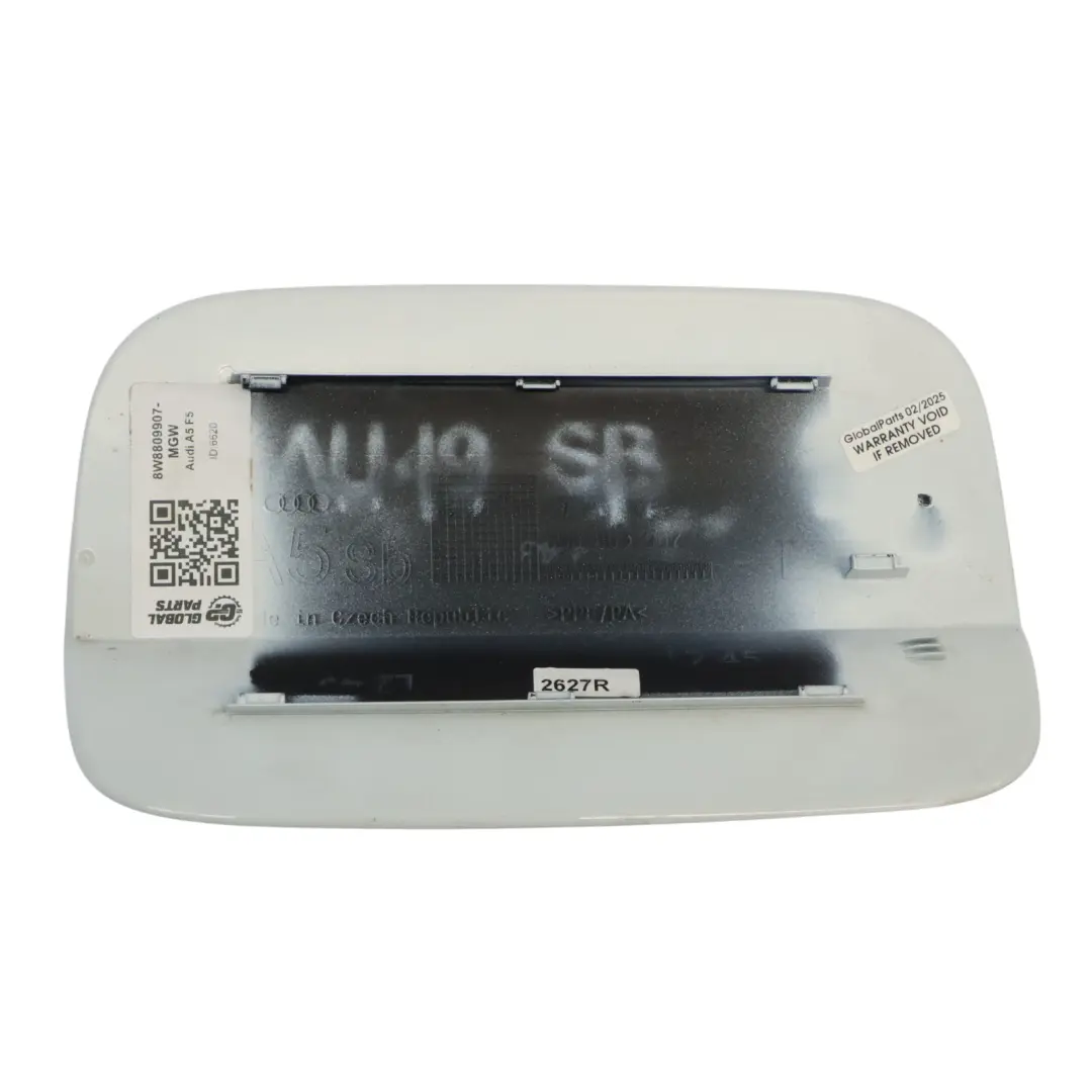 Audi A5 F5 Tank Klappe Tank Deckel Abdeckung Gletscherweiß Perl - S9R - SKU 8W8809907-MGW - Teilenummer 8W8809907