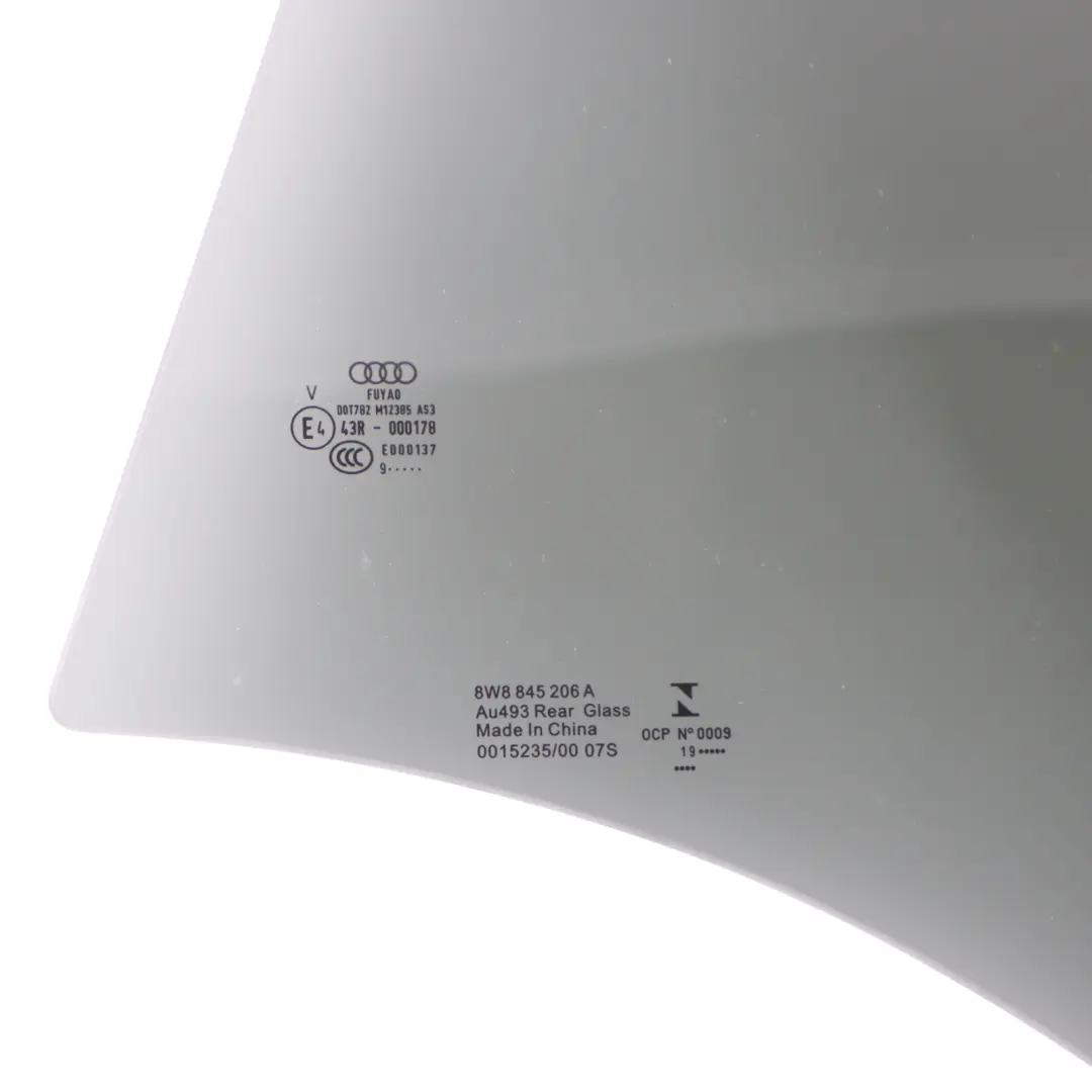 Audi A5 F5 Vitre Latérale De Porte Arrière Droite AS3 - SKU 8W8845206A - Numéro de pièce 8W8845206A
