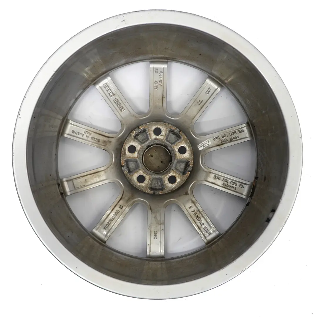Audi A1 8X Felga Aluminiowa Srebrna 17" 7.5J ET:36 10-Ramienna - SKU 8X0601025BM-1 - Numer Części 8X0601025BM