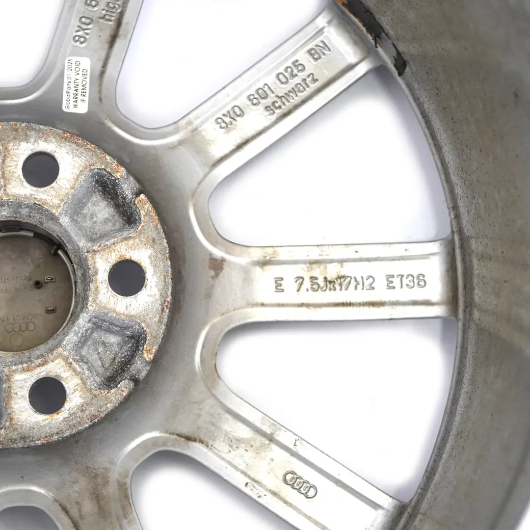 Alloy Wheel Rim 17" 7.5J ET:36 10-Spoke to Audi A1 8X Silver with Part number 8X0601025BM Audi A1 8X Silver Alloy Wheel Rim 17" 7.5J ET:36 10-Spoke - SKU 8X0601025BM-1 - Part number 8X0601025BM