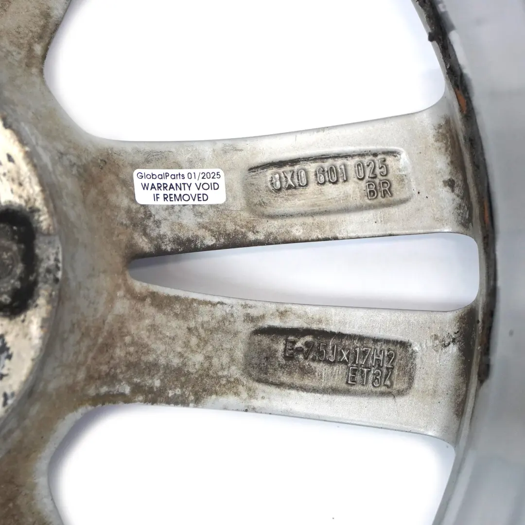 Jante En Alliage Argenté 17" 7.5J ET34 Double Star Spoke pour Audi A1 8X à propos du numéro de pièce 8X0601025BR Audi A1 8X Jante En Alliage Argenté 17" 7.5J ET34 Double Star Spoke - SKU 8X0601025BR-1 - Numéro de pièce 8X0601025BR