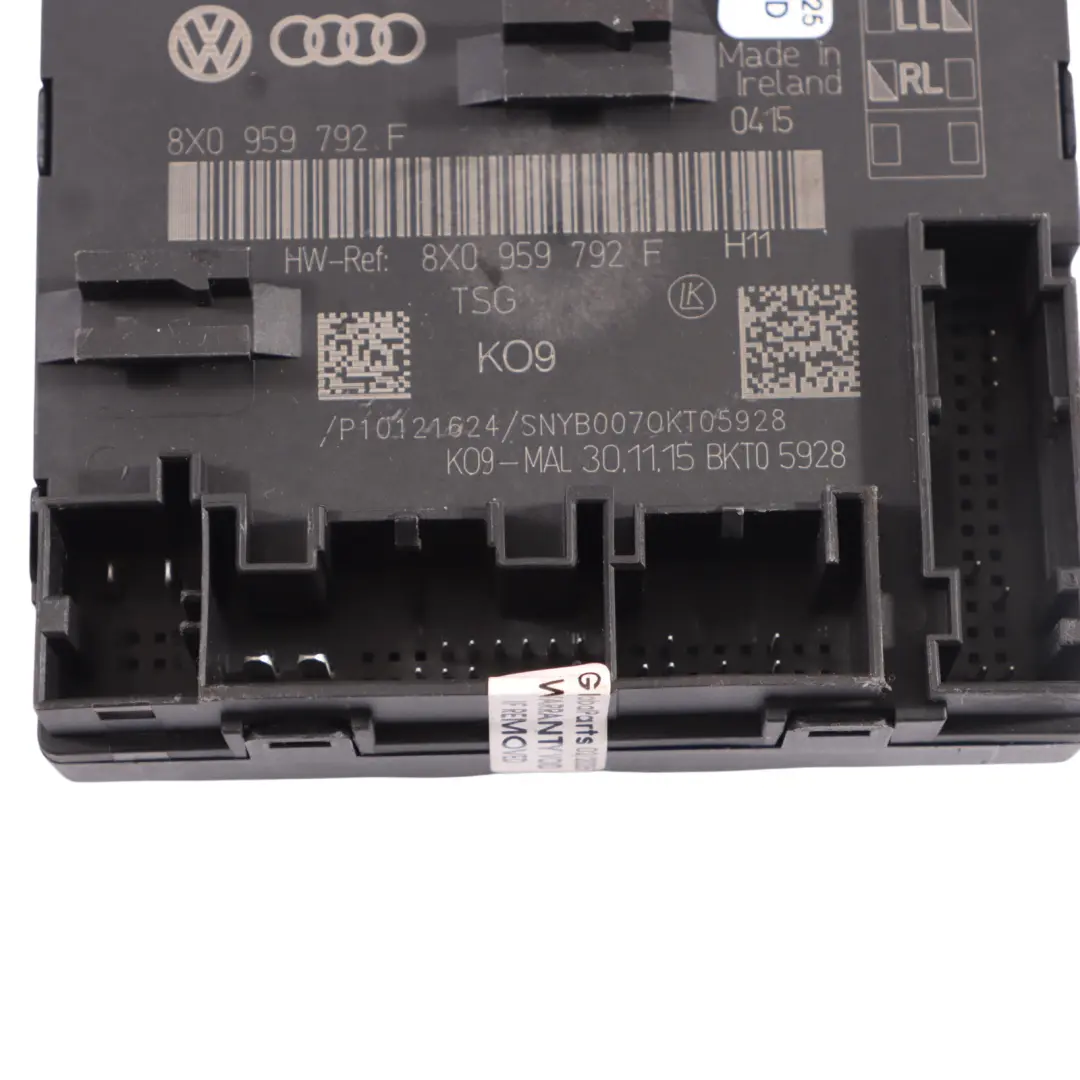 Audi A1 8X Modulo Di Controllo Porta Anteriore Lato Passeggero - SKU 8X0959792F - Numero di parte 8X0959792F
