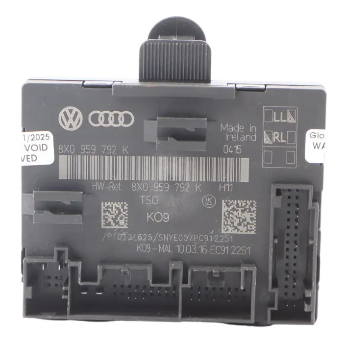 Audi Q3 8U Unité commande module porte avant ECU côté passager 8X0959792H - SKU 8X0959792K - Numéro de pièce 8X0959792K