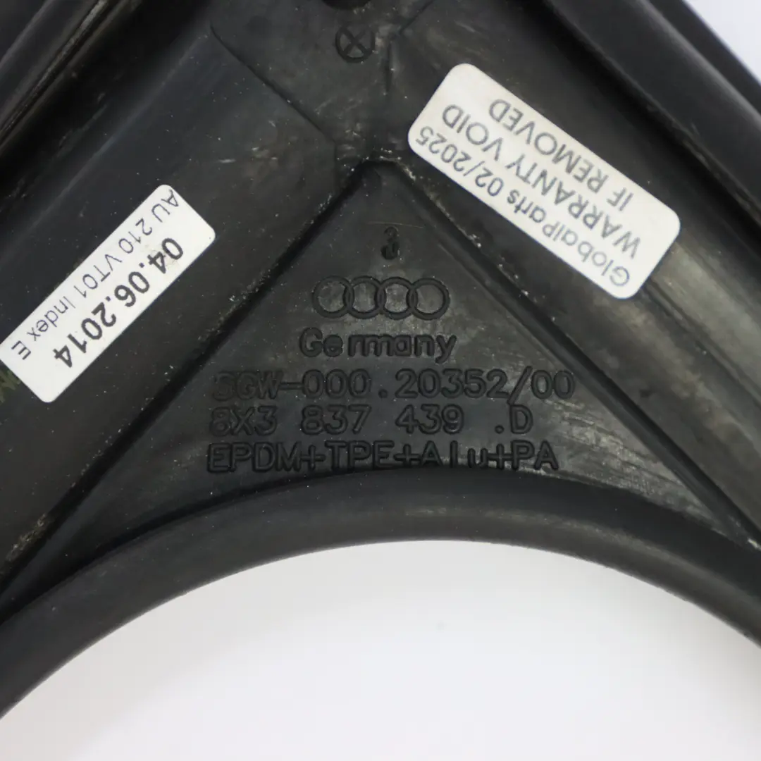 Audi A1 8X Cadre Guidage Vitre Avant Joint Porte Caoutchouc Gauche - SKU 8X3837439D - Numéro de pièce 8X3837439D