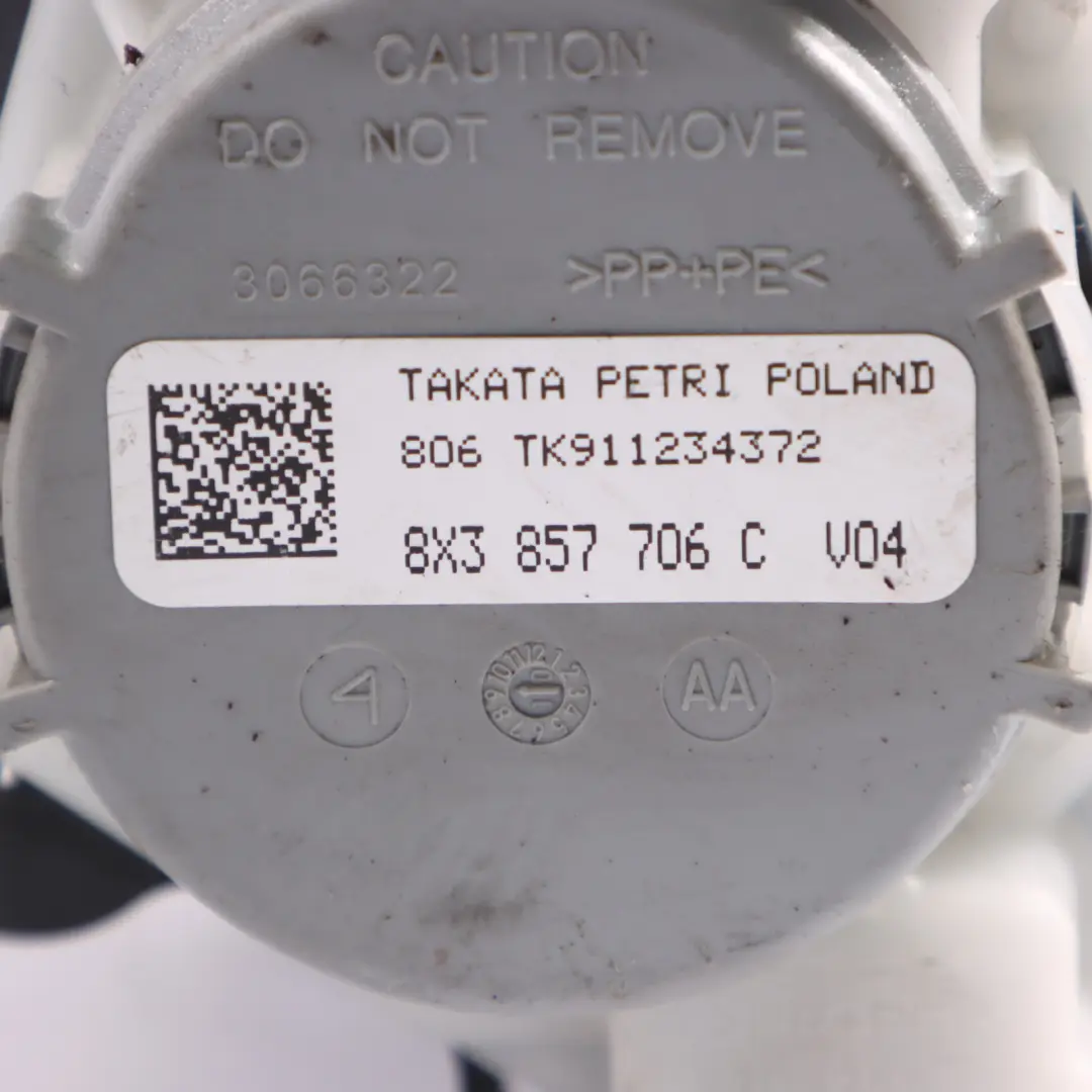 Audi A1 8X Pas Bezpieczeństwa Prawy Przód - SKU 8X3857706C - Numer Części 8X3857706C