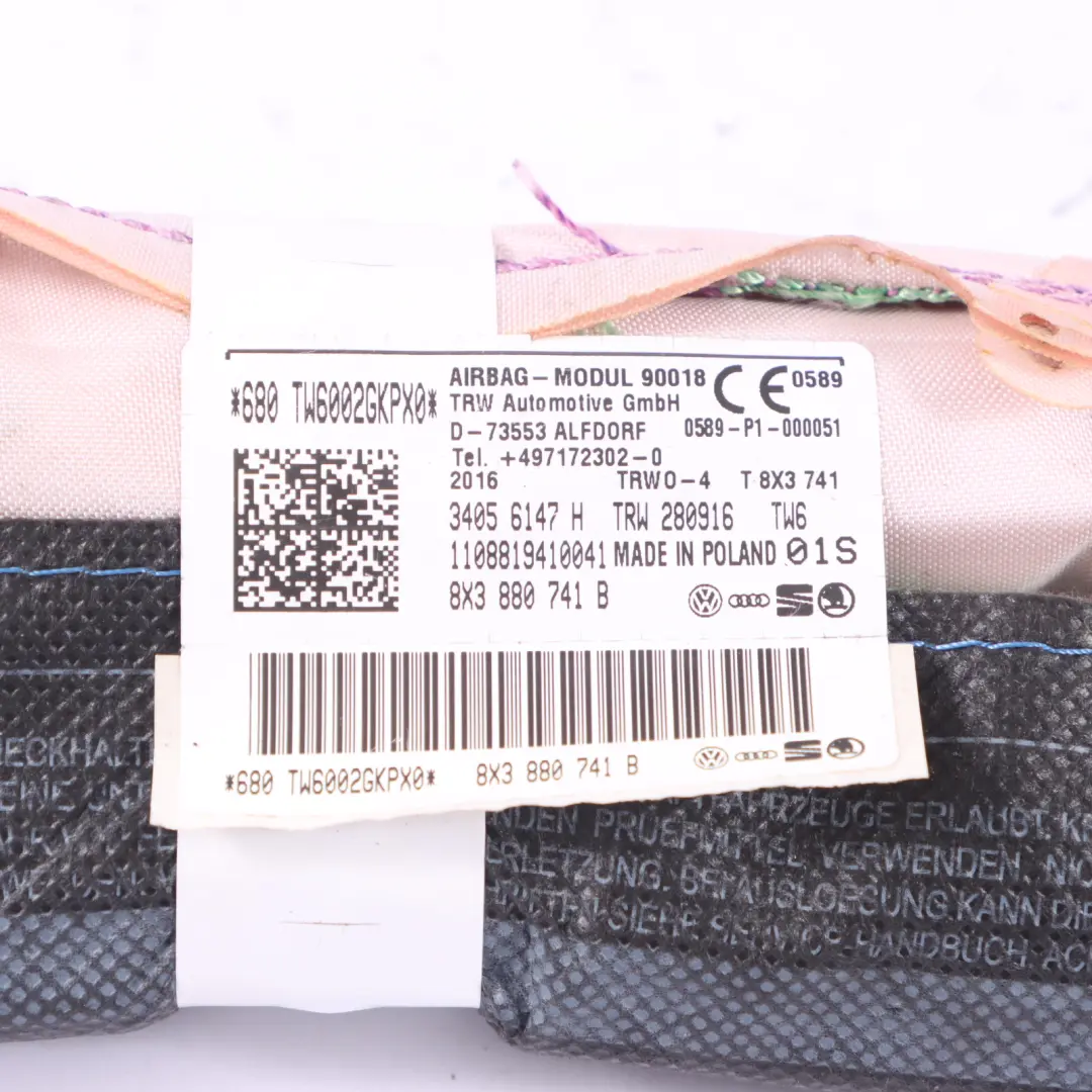 Headliner Roof Curtain Air Module Left N/S Audi A1 8X - SKU 8X3880741B - Part number 8X3880741B