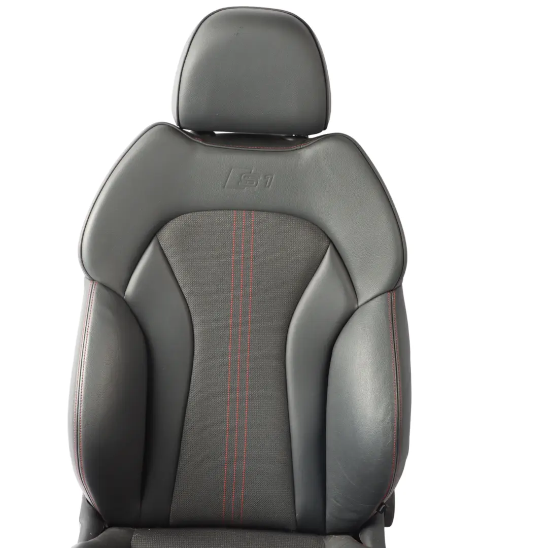 Audi S1 8X 5 Door Sport Seat Front Left N/S Half Leather Black Soul Tomato Red - SKU 8XG881805 - Part number 8XG881805