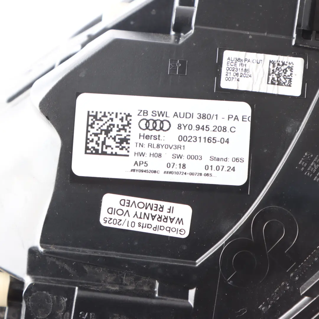 8Y Rear Lamp Tail Light Outer LED Fender Right O/S Side to Audi S3 with Part number 8Y0945208C Audi S3 8Y Rear Lamp Tail Light Outer LED Fender Right O/S Side - SKU 8Y0945208C - Part number 8Y0945208C