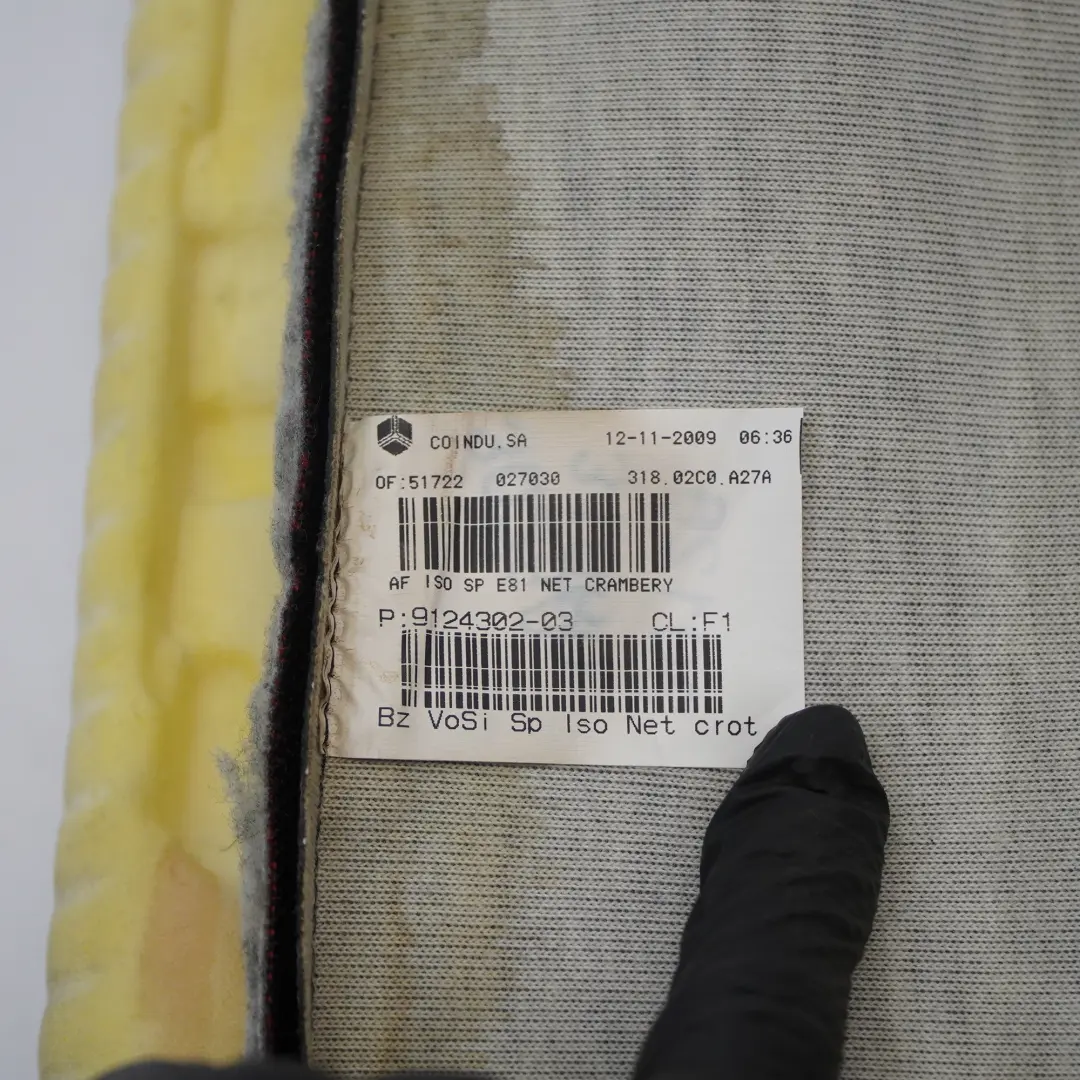 Bench Bottom BMW E81 E82 E88 Front Lower Cloth Cushion Left Right N/O/S to Seat with Part number 9124302 Seat Bench Bottom BMW E81 E82 E88 Front Lower Cloth Cushion Left Right N/O/S - SKU 9124302 - Part number 9124302