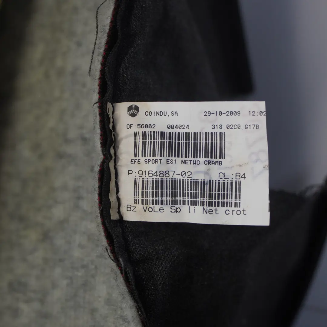 Front Seat BMW E81 E82 M Sport Interior Left N/S Cloth Fabric Network to with Part number 9164887 Front Seat BMW E81 E82 M Sport Interior Left N/S Cloth Fabric Network - SKU 9164887-1 - Part number 9164887