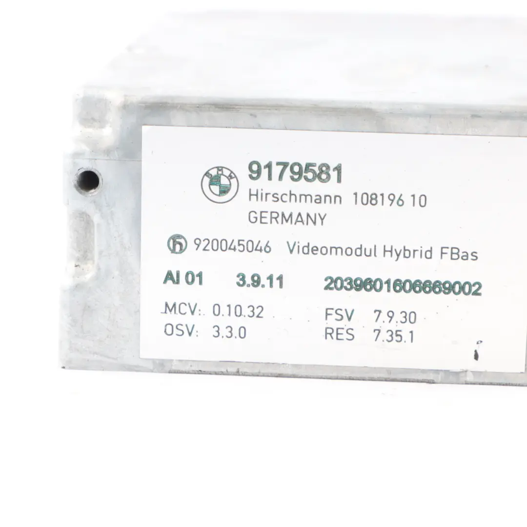 Moduł Sterujący Modułu Analogowej Telewizji Wideo FBAS ECU do BMW E90 o numerze 9179581 BMW E90 Moduł Sterujący Modułu Analogowej Telewizji Wideo FBAS ECU - SKU 9179581 - Numer Części 9179581