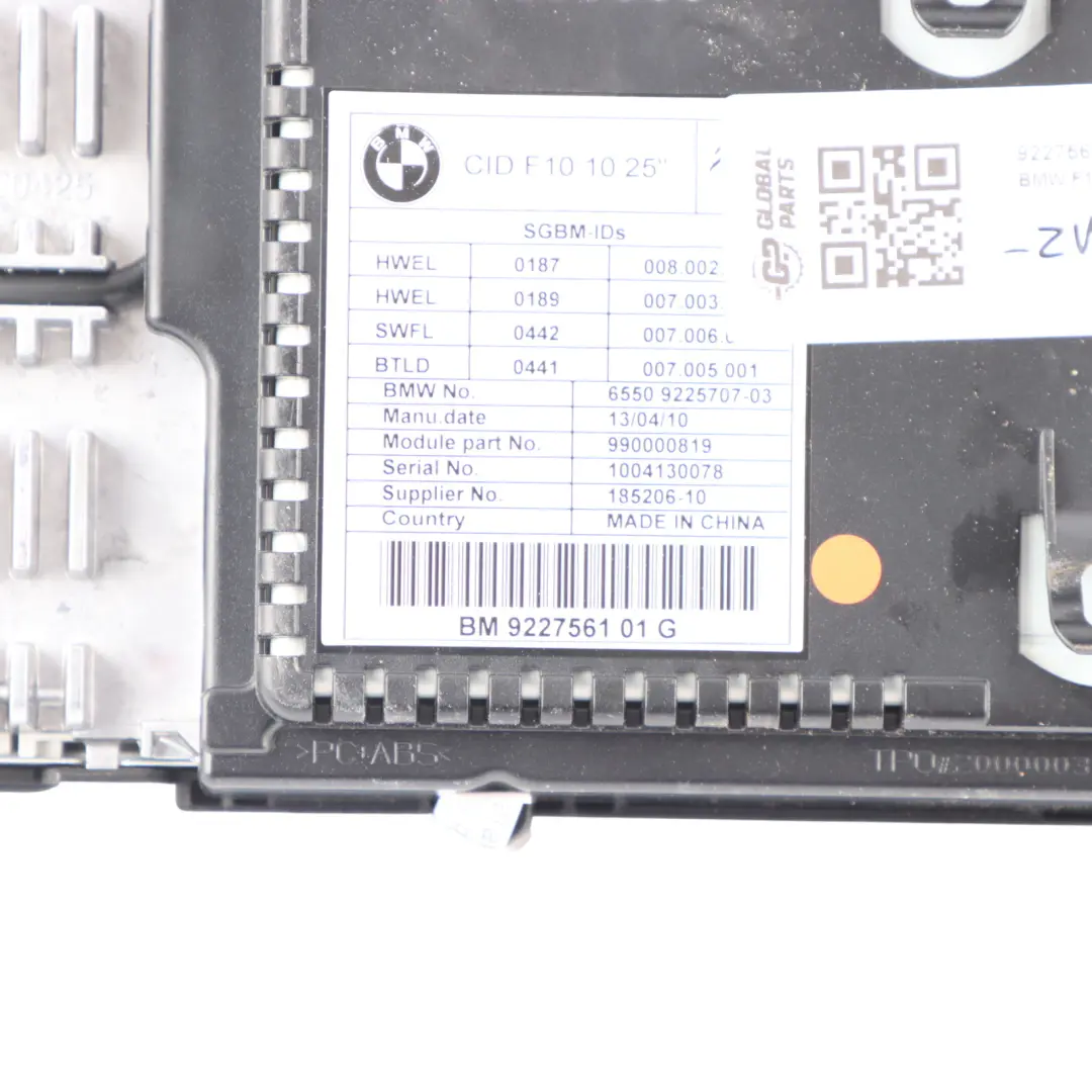 Écran embarqué BMW F10 F11 Moniteur d'affichage informations 10,25" - SKU 9227561 - Numéro de pièce 9227561