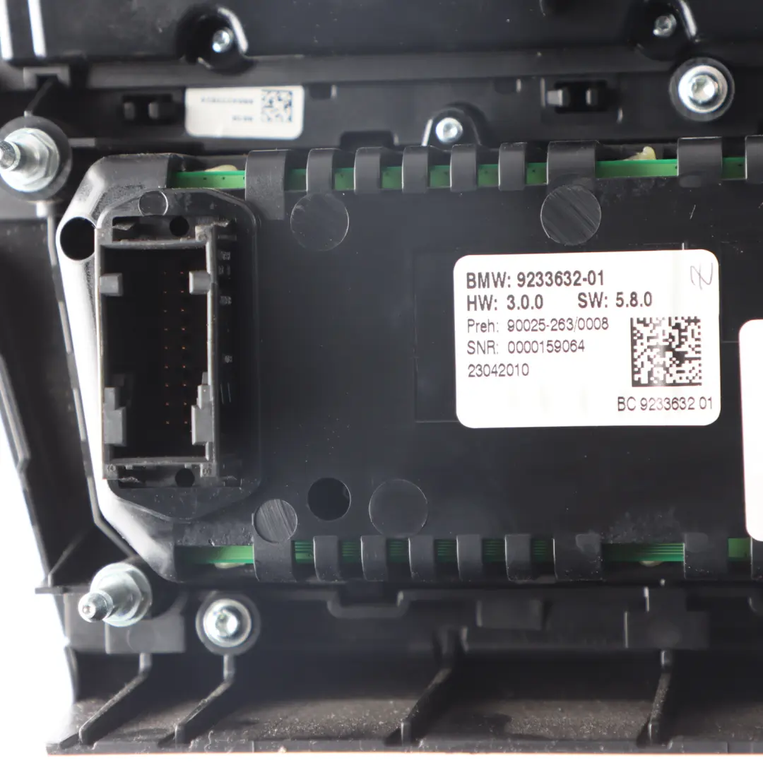 Conditioning Panel BMW F10 F11 Radio A/C Switch Control Unit Black to Air with Part number 9233632 Air Conditioning Panel BMW F10 F11 Radio A/C Switch Control Unit Black - SKU 9233632-1 - Part number 9233632