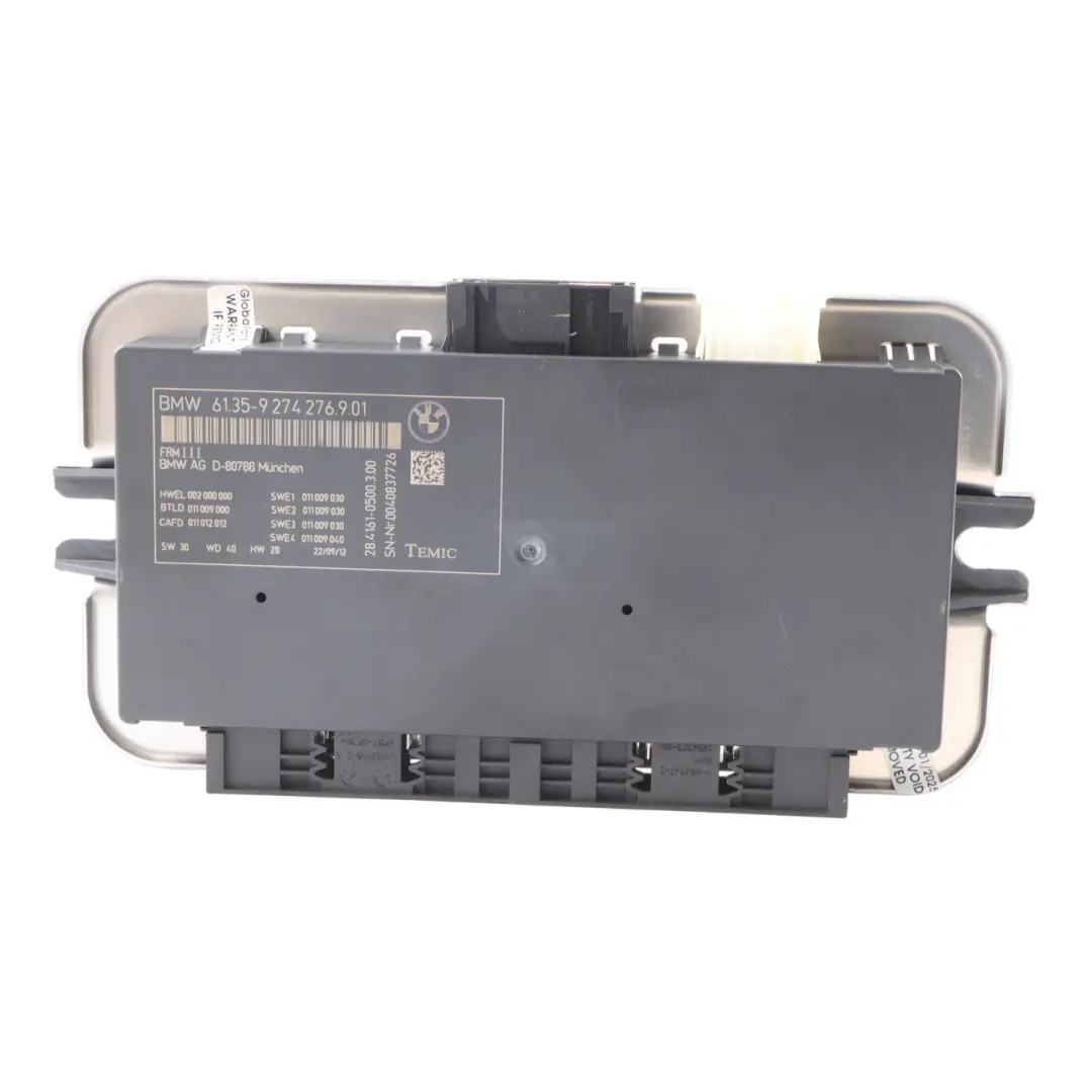 BMW F07 Gran Tourismo FRMIII Module Commande D'Éclairage Plancher Phares - SKU 9274276 - Numéro de pièce 9274276