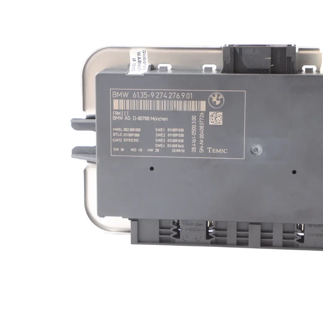 BMW F07 Gran Tourismo Headlight Footwell Light Control Module FRMIII - SKU 9274276 - Part number 9274276