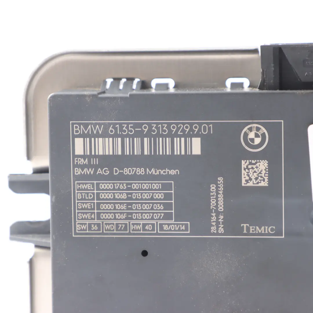 BMW F10 Headlight Footwell Light Control Module Control Unit FRMIII - SKU 9313929 - Part number 9313929