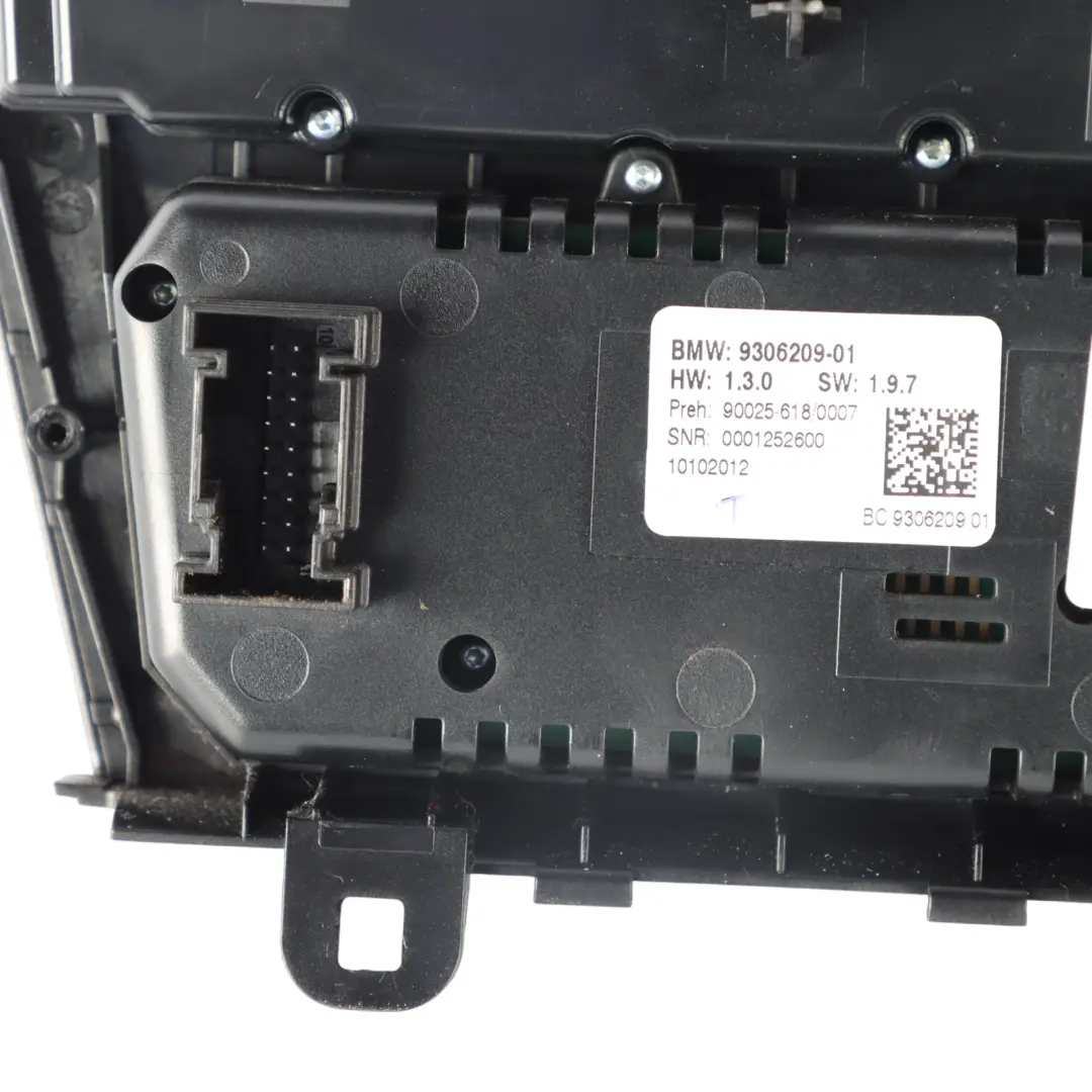 A/C Climate Control Panel Radio Air Conditioning Switch Unit to BMW F07 GT with Part number 9328419 BMW F07 GT A/C Climate Control Panel Radio Air Conditioning Switch Unit - SKU 9328419-2 - Part number 9328419