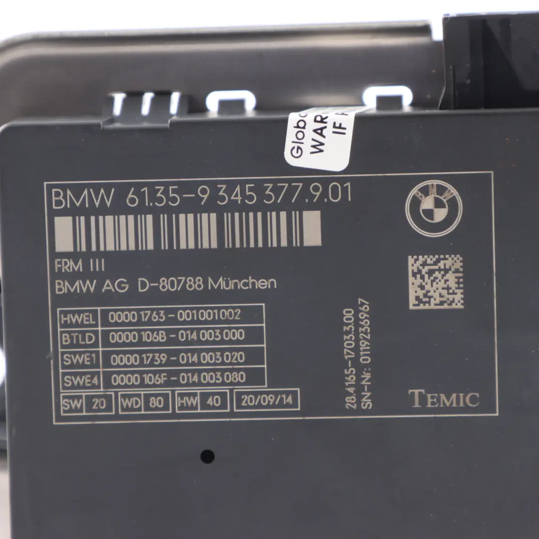 Module De Commande D'Éclairage Plancher Gran Coupé ECU FRM III pour BMW F06 à propos du numéro de pièce 9345377 BMW F06 Module De Commande D'Éclairage Plancher Gran Coupé ECU FRM III - SKU 9345377 - Numéro de pièce 9345377