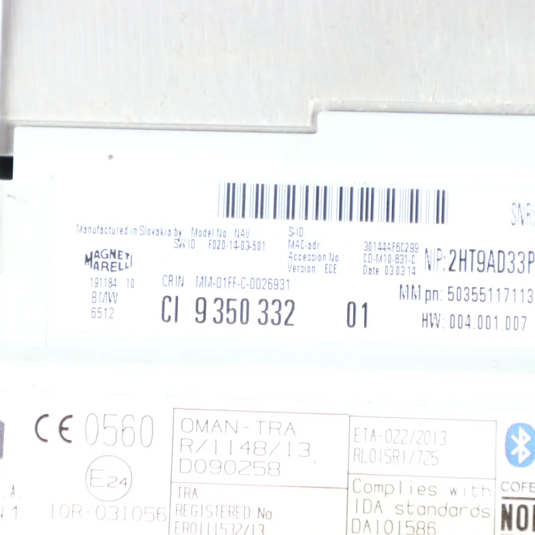 Autoradio BMW F30 F31 F32 X3 F25 Navigation Sat Nav Lecteur Multimédia  - SKU 9350332 - Numéro de pièce 9350332