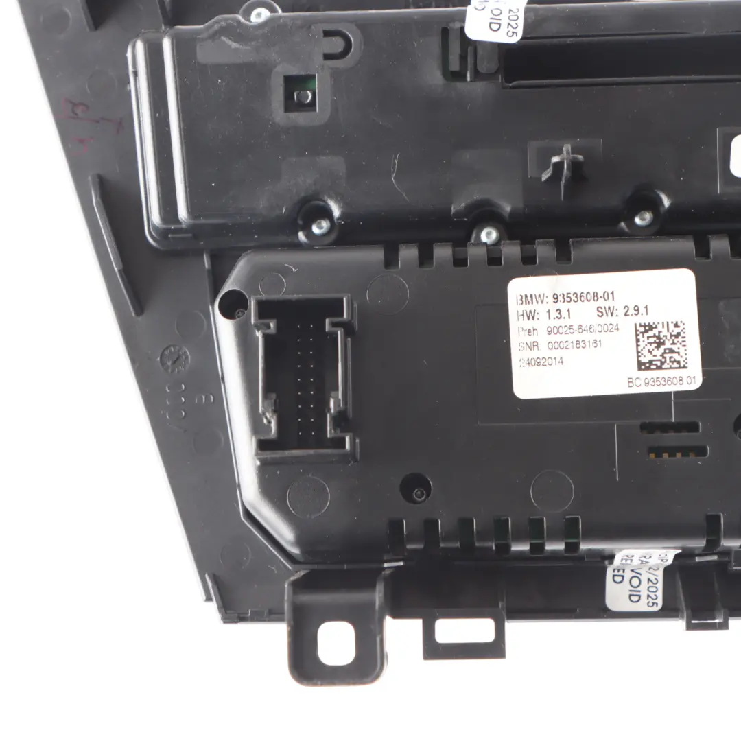 Conditioning Panel Radio Switch Climate Control Unit to BMW F06 Air with Part number 9353608 BMW F06 Air Conditioning Panel Radio Switch Climate Control Unit - SKU 9353608 - Part number 9353608