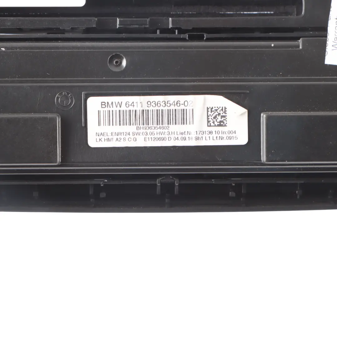 Air Conditioning Panel BMW F20 F22 F30 F31 LCI Control Unit Automatic - SKU 9363546-2 - Part number 9363546