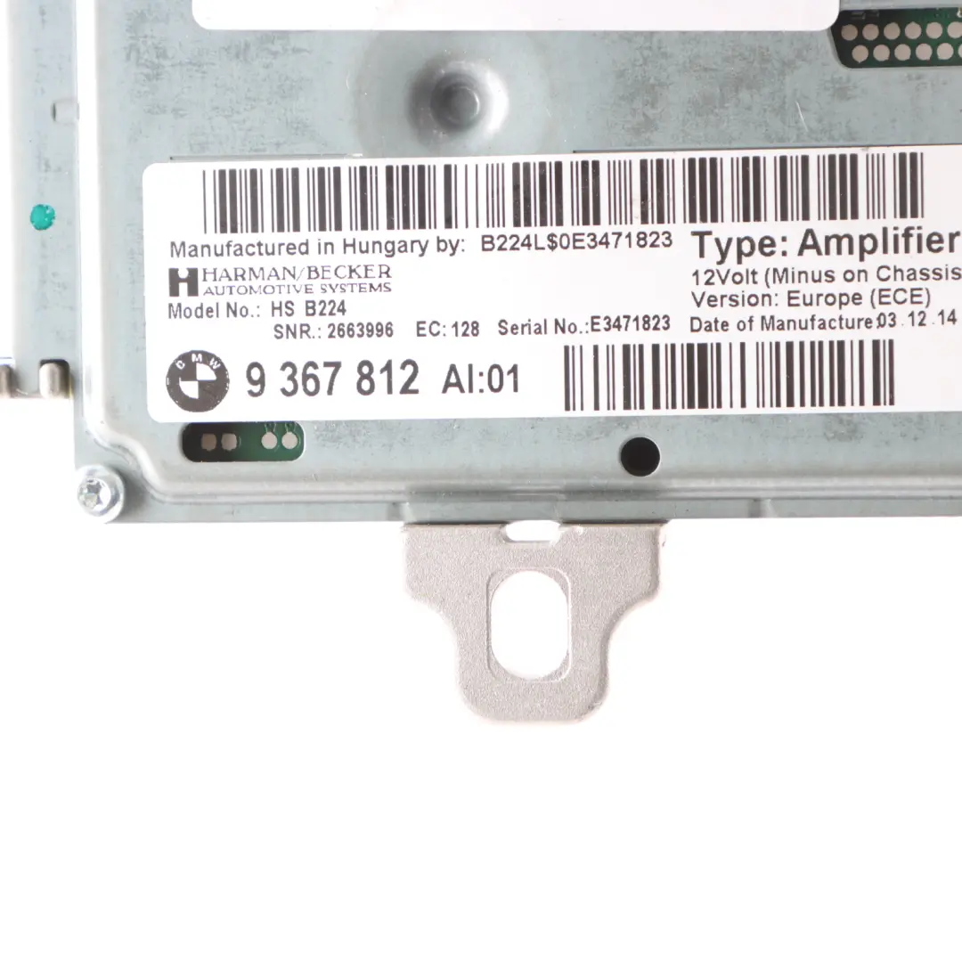  Módulo Diseño Sonido Activo BMW F20 F21 F30 Unidad Control Harman Becker - SKU 9367812 - Número de pieza 9367812