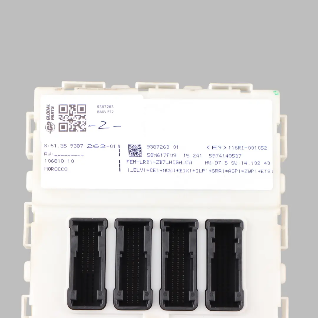 FEM Front Fuse Relay Domain Electronic Body Control Module to BMW F30 F32 with Part number 9387263 BMW F30 F32 FEM Front Fuse Relay Domain Electronic Body Control Module - SKU 9387263 - Part number 9387263