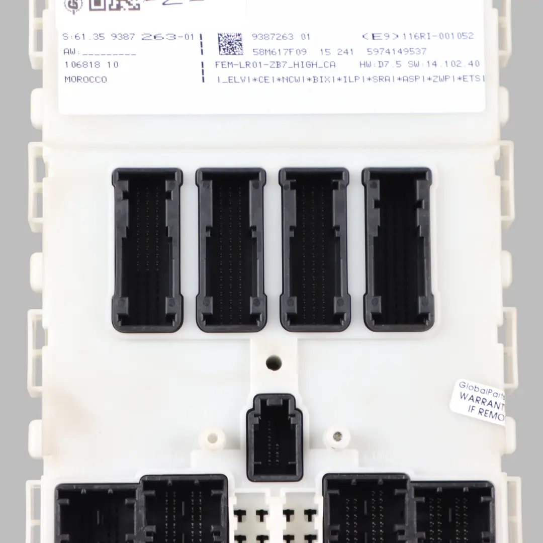 BMW F30 F32 FEM Front Fuse Relay Domain Electronic Body Control Module - SKU 9387263 - Part number 9387263
