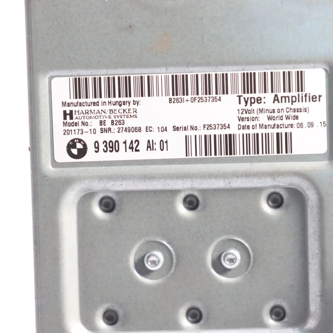 Top Hifi System Amplifier Harman Kardon to BMW F30 F31 F32 LCI with Part number 9390142 BMW F30 F31 F32 LCI Top Hifi System Amplifier Harman Kardon - SKU 9390142 - Part number 9390142