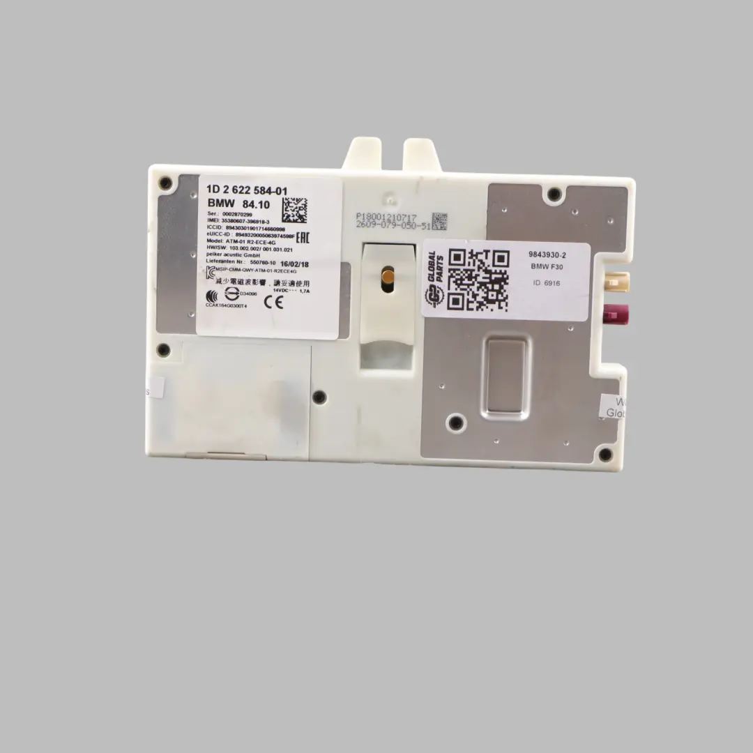 Telematics Control Unit Module ATM ECE 4G to BMW F30 LCI with Part number 9843930 BMW F30 LCI Telematics Control Unit Module ATM ECE 4G - SKU 9843930-2 - Part number 9843930