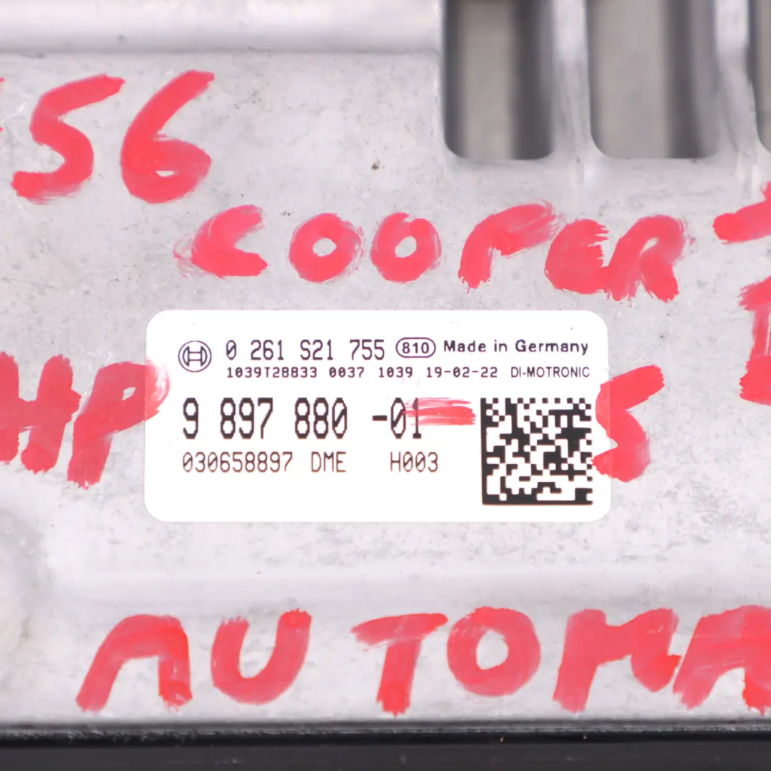  Kit ECU Moteur Essence Mini Cooper S F55 F56 B48C 192HP BDC + Clé - SKU 9897880-5 - Numéro de pièce 9897880