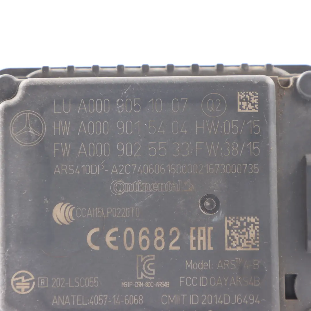 Radar Sensor Mercedes W213 Front Control Unit Module to with Part number A0009051007 Radar Sensor Mercedes W213 Front Control Unit Module - SKU A0009051007 - Part number A0009051007