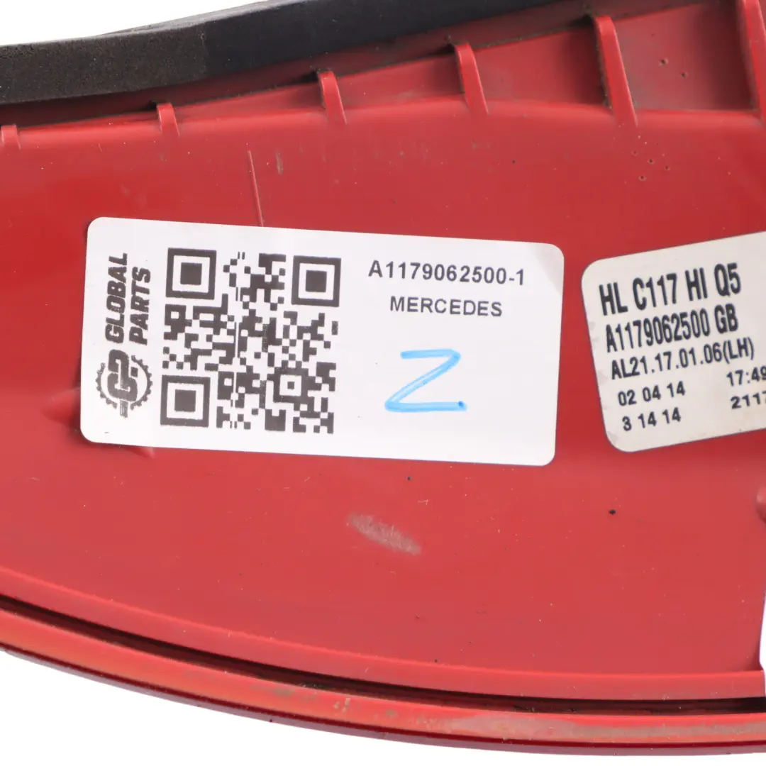 Tail Light Rear Lamp Left N/S LED to Mercedes C117 with Part number A1179062500 Mercedes C117 Tail Light Rear Lamp Left N/S LED - SKU A1179062500-1 - Part number A1179062500