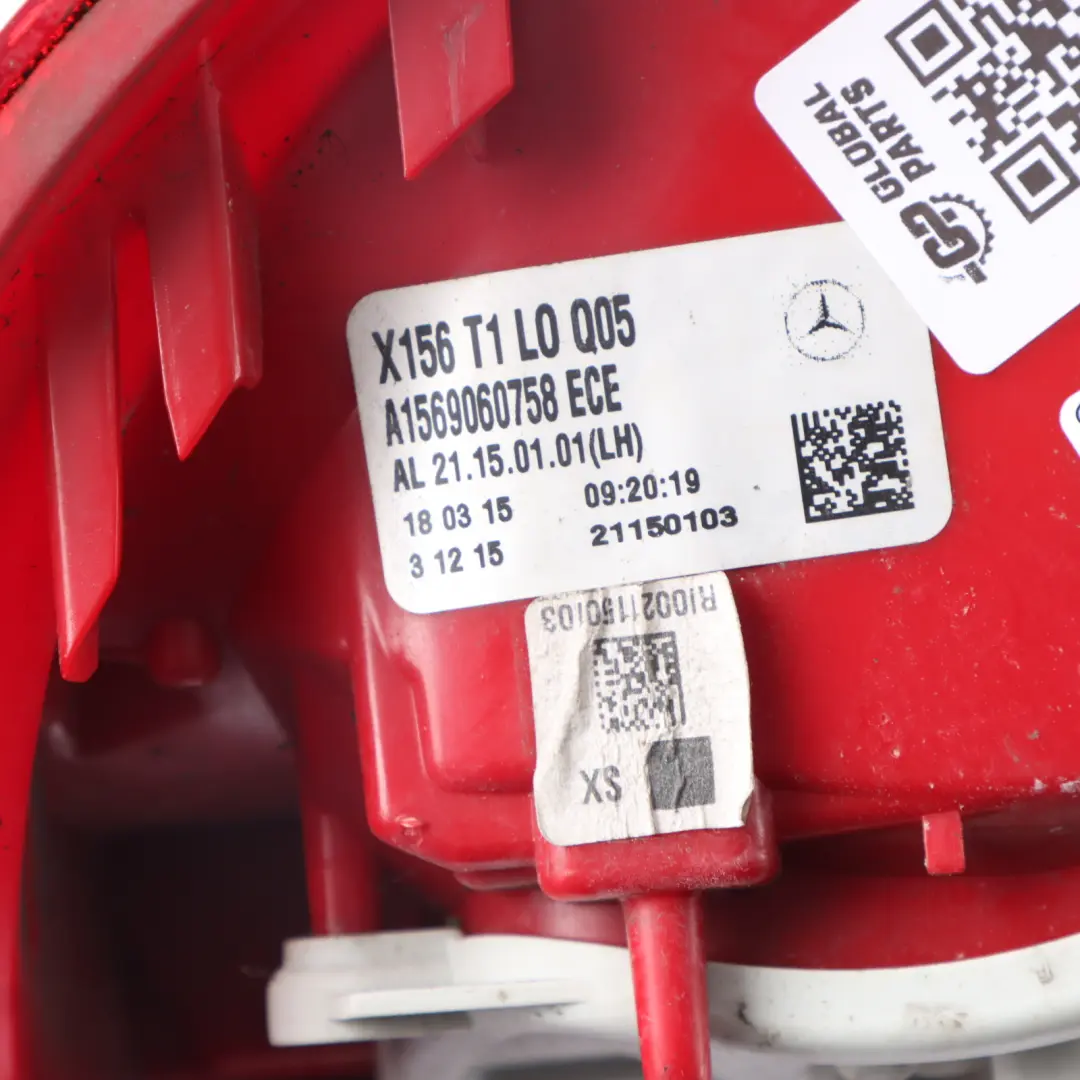 Lamp Tail Light Outer Fender Left N/S to Mercedes X156 Rear with Part number A1569060758 Mercedes X156 Rear Lamp Tail Light Outer Fender Left N/S - SKU A1569060758 - Part number A1569060758