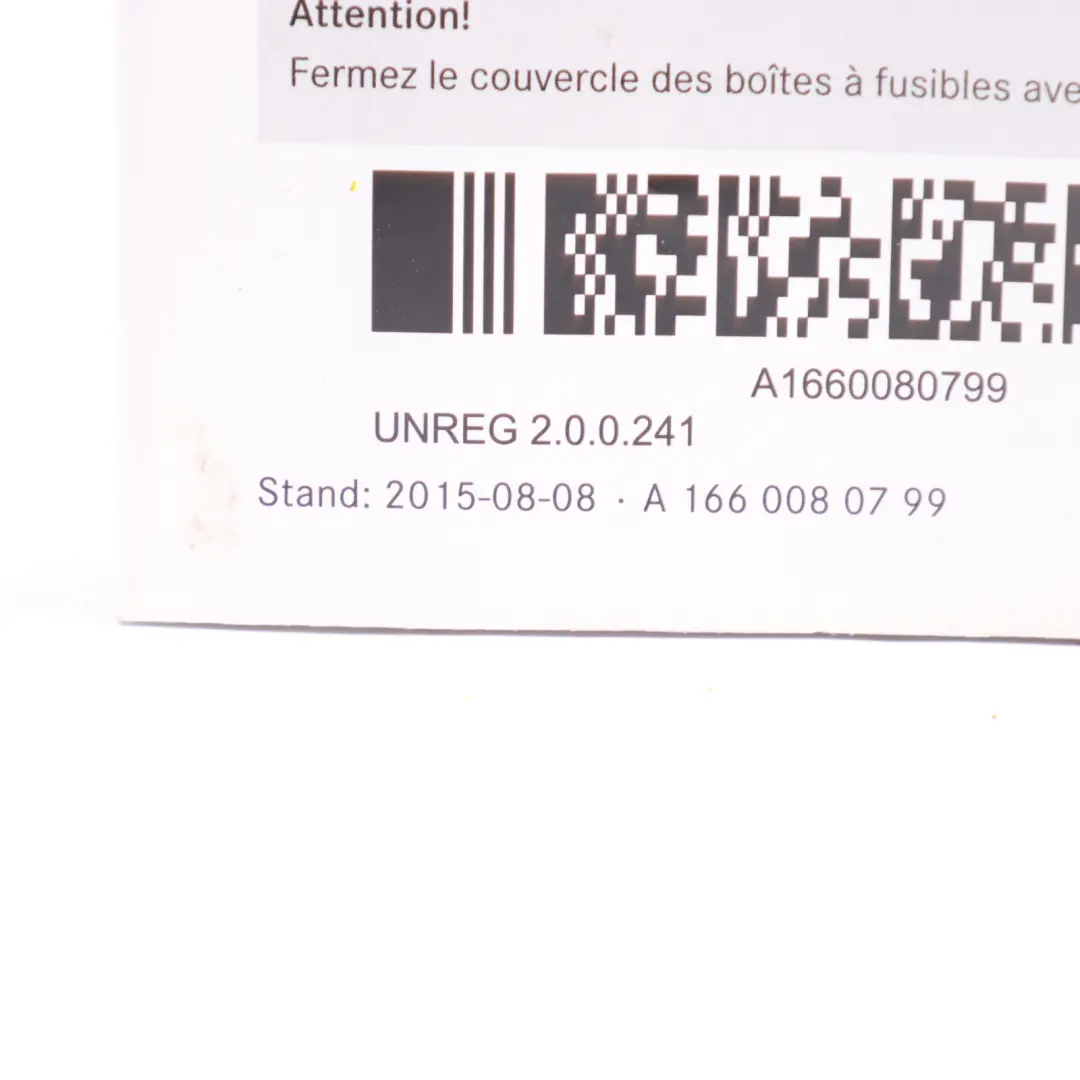 Map Card Fuse Box Grouping Diagram to Mercedes W166 with Part number A1660080799 Mercedes W166 Map Card Fuse Box Grouping Diagram - SKU A1660080799 - Part number A1660080799