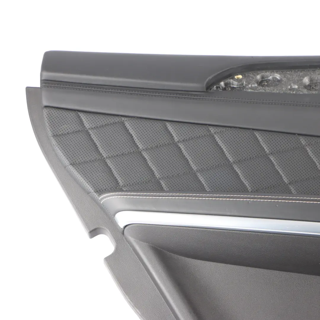 Door Card Trim Panel Rear Left N/S Black Leather to Mercedes W166 with Part number A1667300970 Mercedes W166 Door Card Trim Panel Rear Left N/S Black Leather - SKU A1667300970 - Part number A1667300970