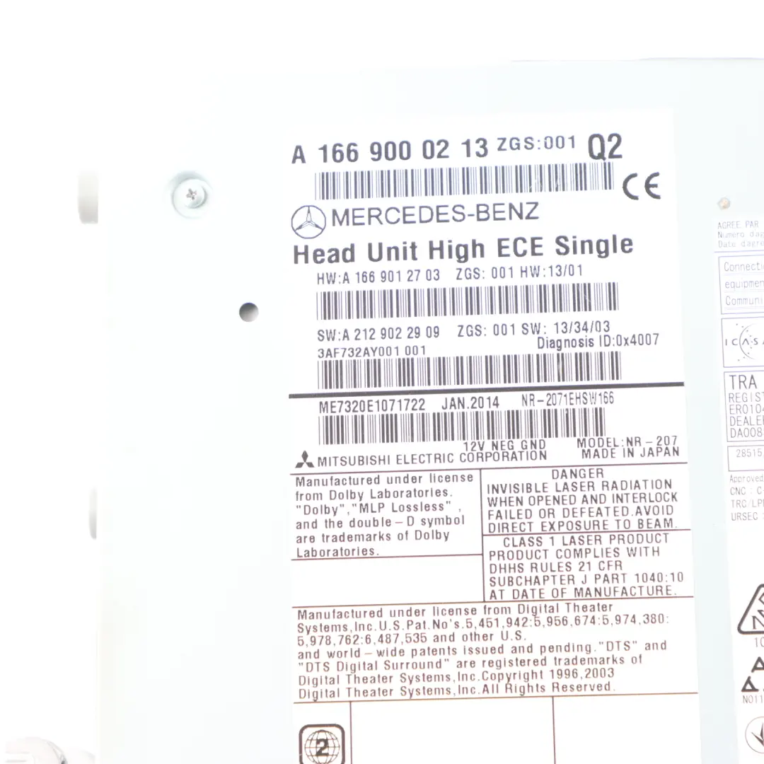 Mercedes ML W166 Radio Radioodtwarzacz CD - SKU A1669000213 - Numer Części A1669000213