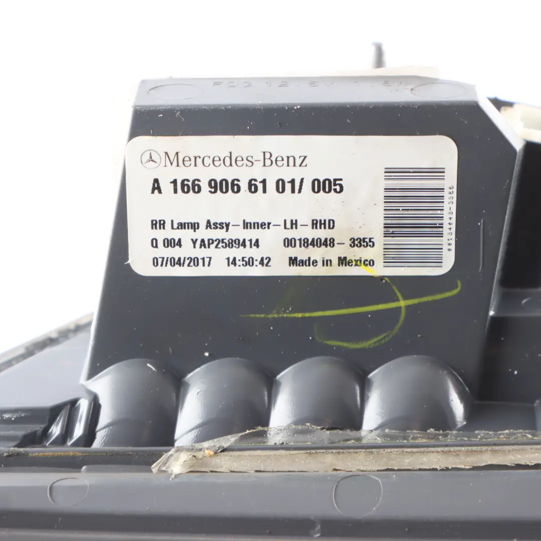 Lamp Hatch Trunk Tail Light Inner Left N/S to Mercedes W166 Rear with Part number A1669066101 Mercedes W166 Rear Lamp Hatch Trunk Tail Light Inner Left N/S - SKU A1669066101-1 - Part number A1669066101