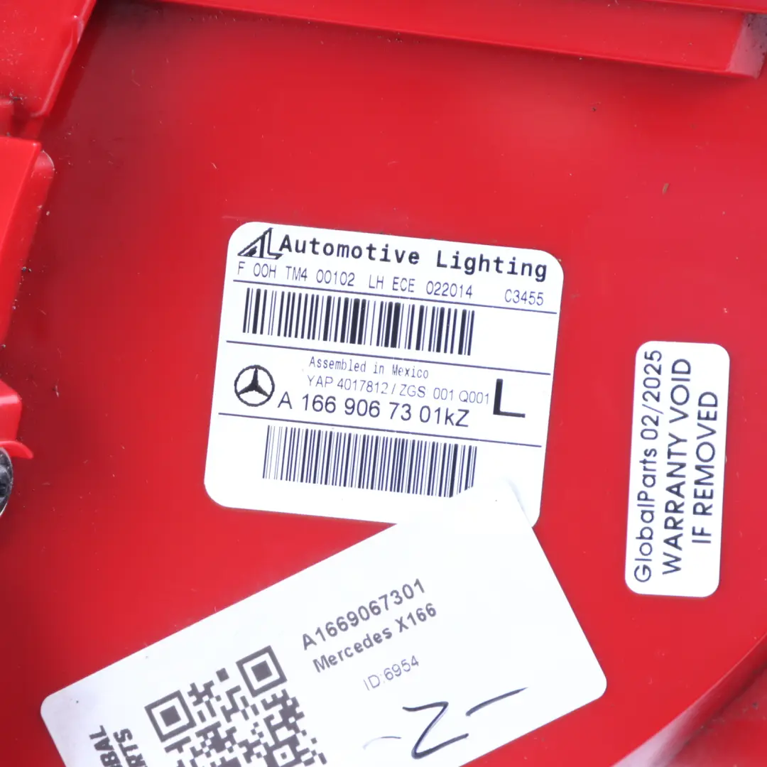 Outer Tail Light Lamp Left N/S to Mercedes GL X166 Rear with Part number A1669067301 Mercedes GL X166 Rear Outer Tail Light Lamp Left N/S - SKU A1669067301 - Part number A1669067301