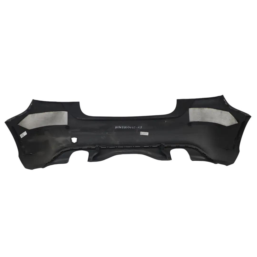 Bumper Rear Trim Panel Cover Kosmos Cosmic Black Metallic - 191 to Mercedes W176 with Part number A1768800440 Mercedes W176 Bumper Rear Trim Panel Cover Kosmos Cosmic Black Metallic - 191 - SKU A1768800440-KB - Part number A1768800440
