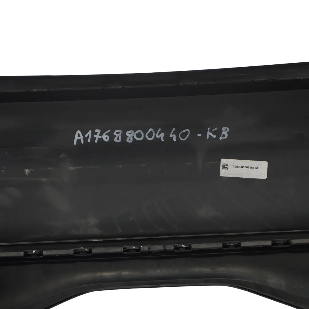 Bumper Rear Trim Panel Cover Kosmos Cosmic Black Metallic - 191 to Mercedes W176 with Part number A1768800440 Mercedes W176 Bumper Rear Trim Panel Cover Kosmos Cosmic Black Metallic - 191 - SKU A1768800440-KB - Part number A1768800440