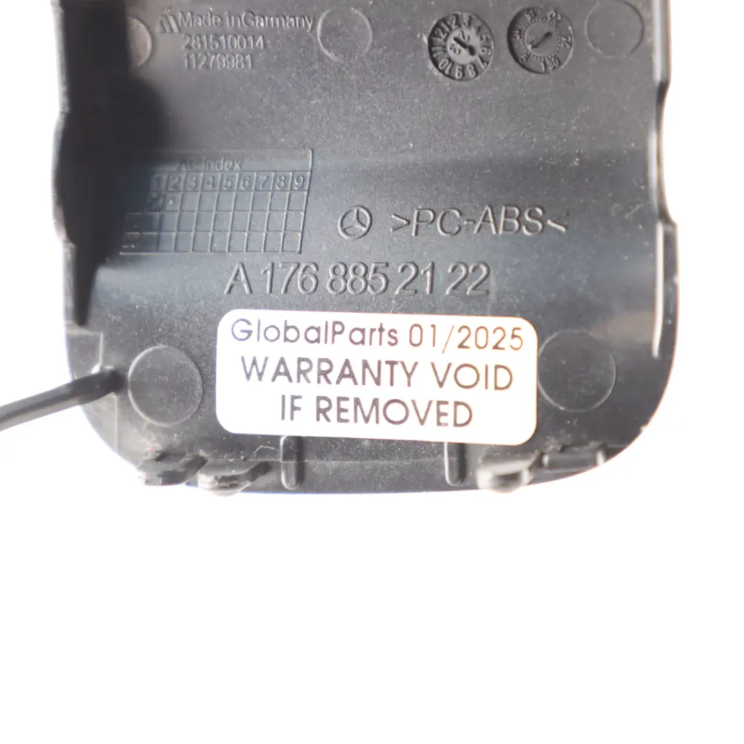 Bumper Towing Eye Hook Cover Cosmos Black - 303 to Mercedes W176 Rear with Part number A1768852122 Mercedes W176 Rear Bumper Towing Eye Hook Cover Cosmos Black - 303 - SKU A1768852122-KB - Part number A1768852122