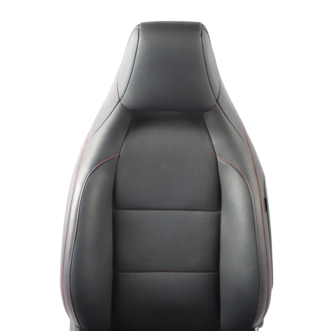Front Left N/S Heated Black Leather Microfibre Red Accent to Mercedes W176 Seat with Part number A1769109501 Mercedes W176 Seat Front Left N/S Heated Black Leather Microfibre Red Accent - SKU A1769109501-2 - Part number A1769109501