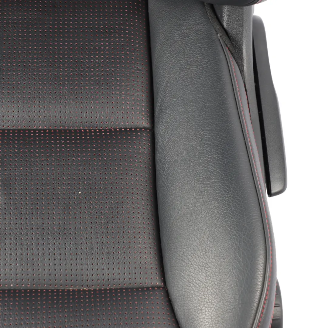 Front Left N/S Heated Black Leather Microfibre Red Accent to Mercedes W176 Seat with Part number A1769109501 Mercedes W176 Seat Front Left N/S Heated Black Leather Microfibre Red Accent - SKU A1769109501-2 - Part number A1769109501