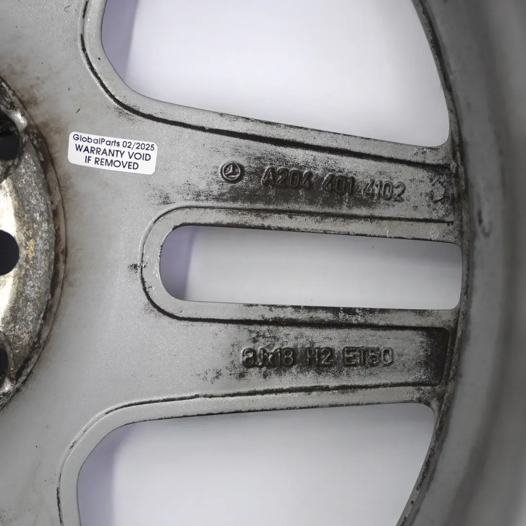 Front Silver Wheel Alloy Rim 18" ET:50 8J to Mercedes W204 AMG with Part number A2044014102 Mercedes W204 AMG Front Silver Wheel Alloy Rim 18" ET:50 8J - SKU A2044014102-3 - Part number A2044014102