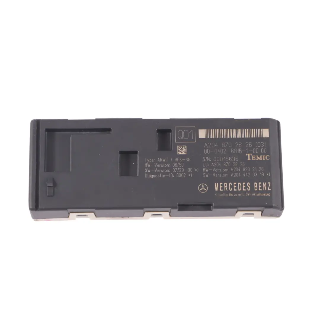 Mercedes S204 Module Control Unit Trunk Lid Rear Tailgate Lift - SKU A2048702826 - Part number A2048702826