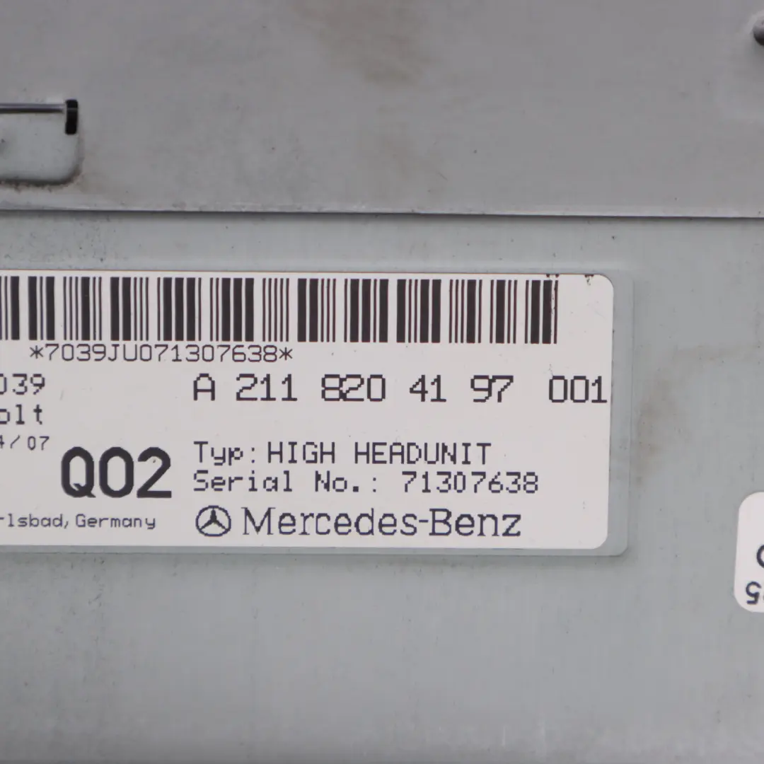 Pantalla Radio Multimedia Navegación Satélite para Mercedes C219 con número de pieza A2118204197 Mercedes C219 Pantalla Radio Multimedia Navegación Satélite - SKU A2118204197 - Número de pieza A2118204197
