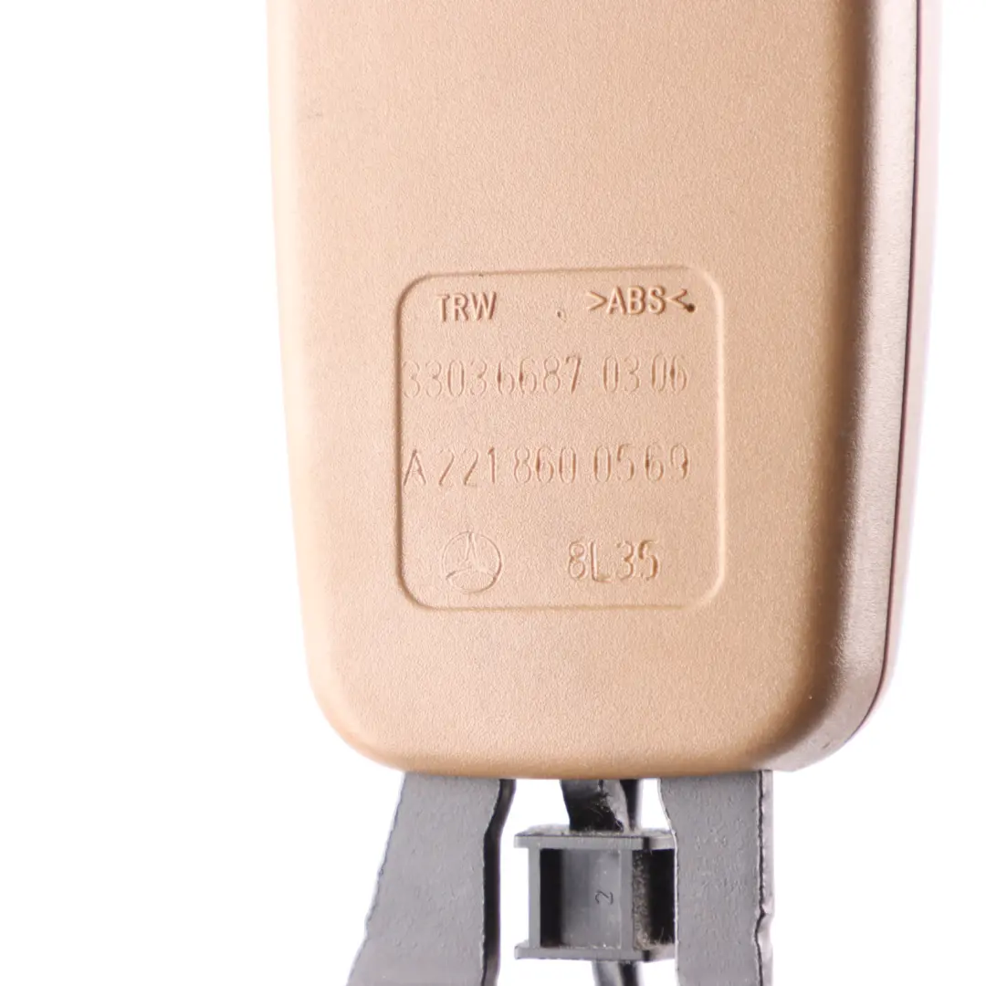 Belt Lock Buckle Rail Rear Left N/S to Mercedes W221 Seat with Part number A2218600569 Mercedes W221 Seat Belt Lock Buckle Rail Rear Left N/S - SKU A2218600569 - Part number A2218600569